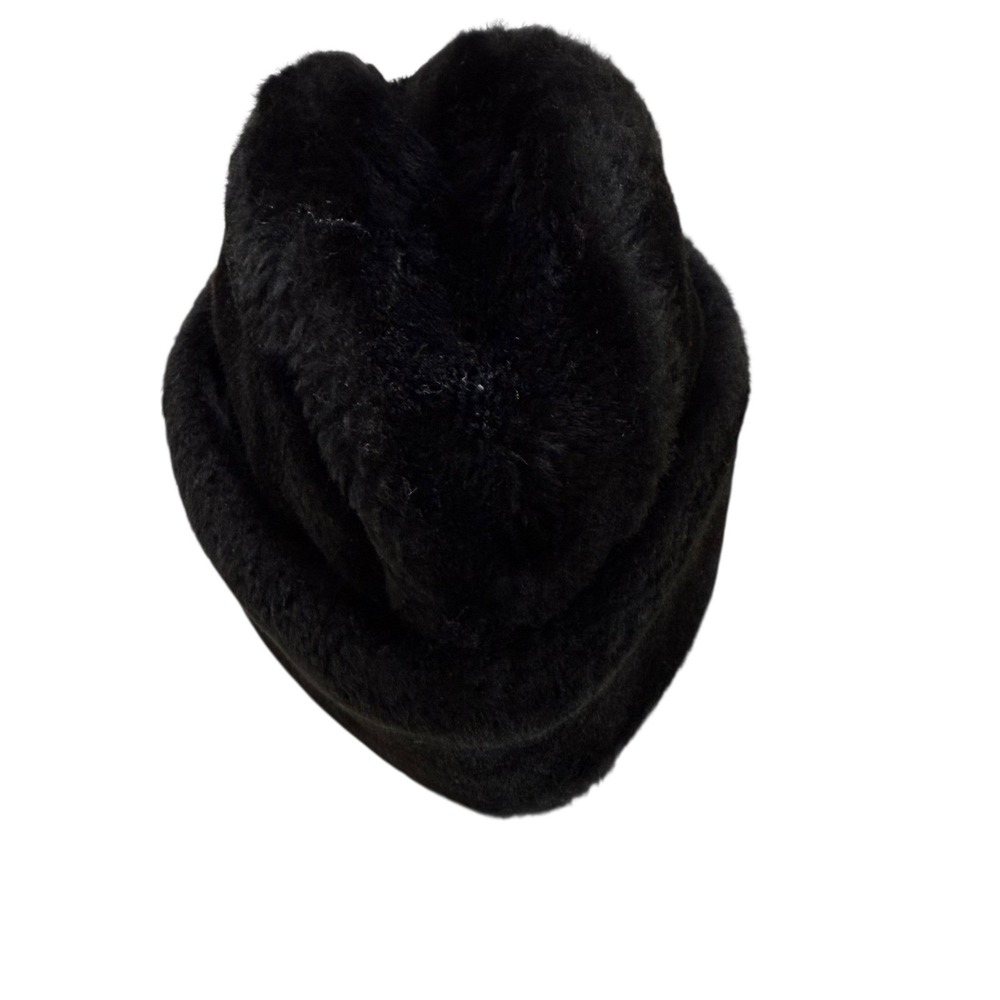 Vintage Black Faux Fur Hat Union Made Small Winter Warm Cosplay‎ Costume